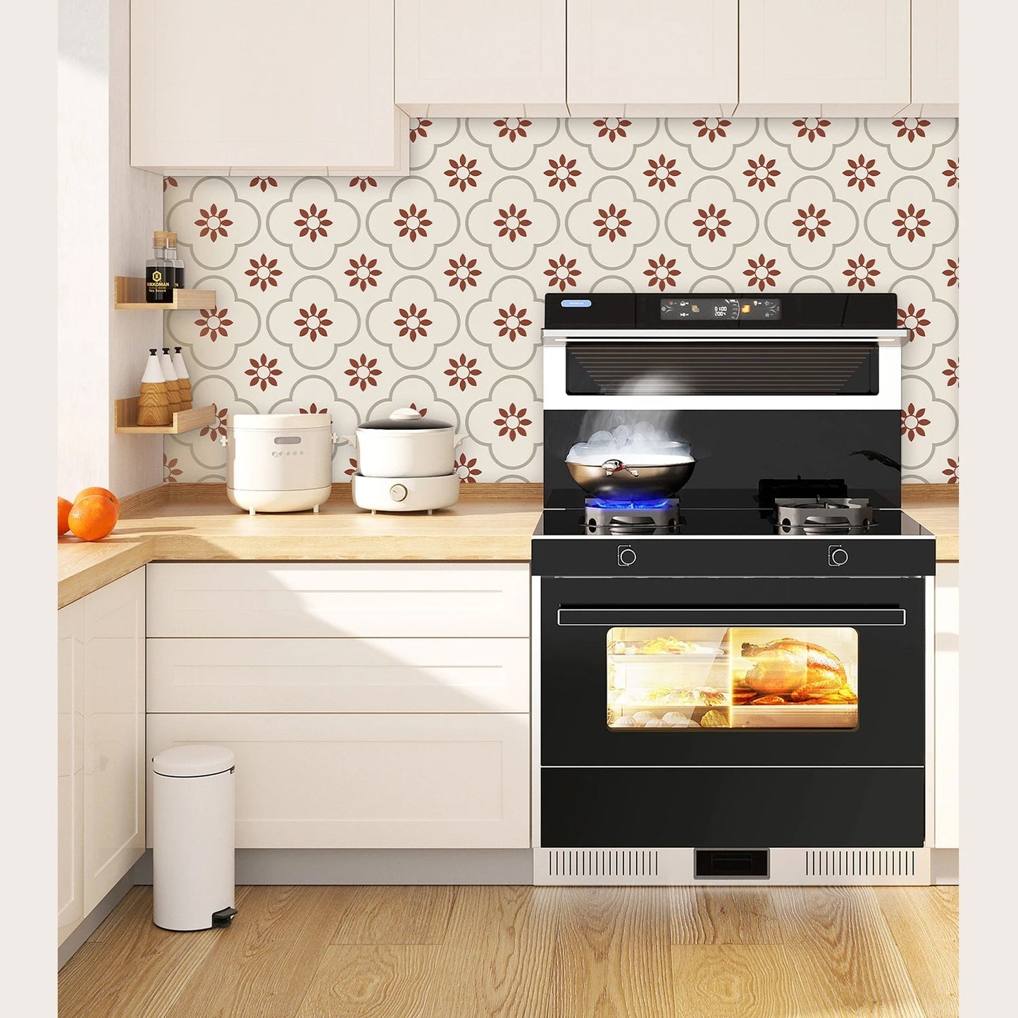 Peel and Stick Floor Tiles Kitchen / Bathroom Backsplash Sticker Detachable Waterproof DIY Tile Stickers for Wall Decoration Tiles Home Decoration (8x8 Inch / 10 Pcs Set) - infinityexculsivestore.com