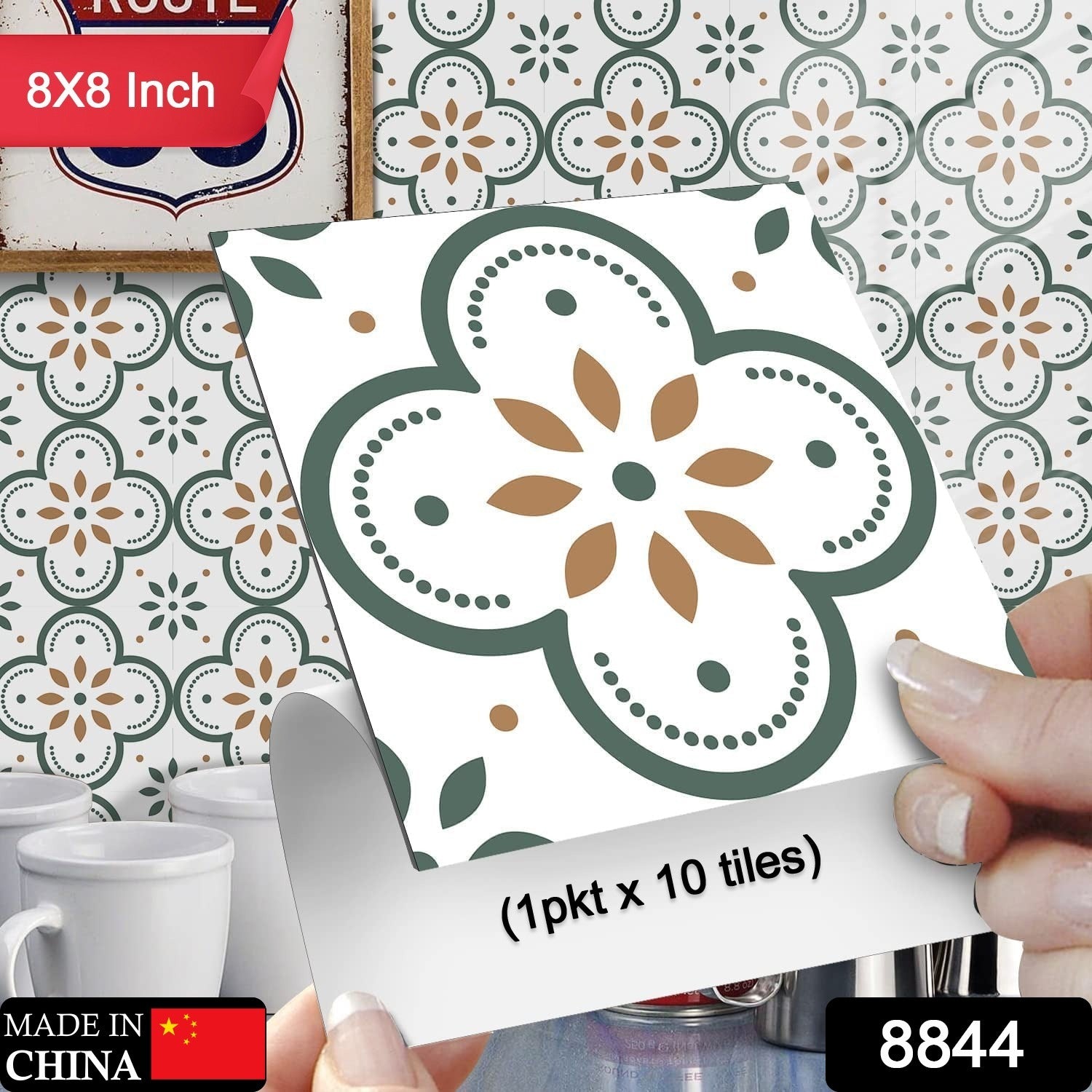 Peel and Stick Floor Tiles Kitchen / Bathroom Backsplash Sticker Detachable Waterproof DIY Tile Stickers for Wall Decoration Tiles Home Decoration (8x8 Inch / 10 Pcs Set) - infinityexculsivestore.com
