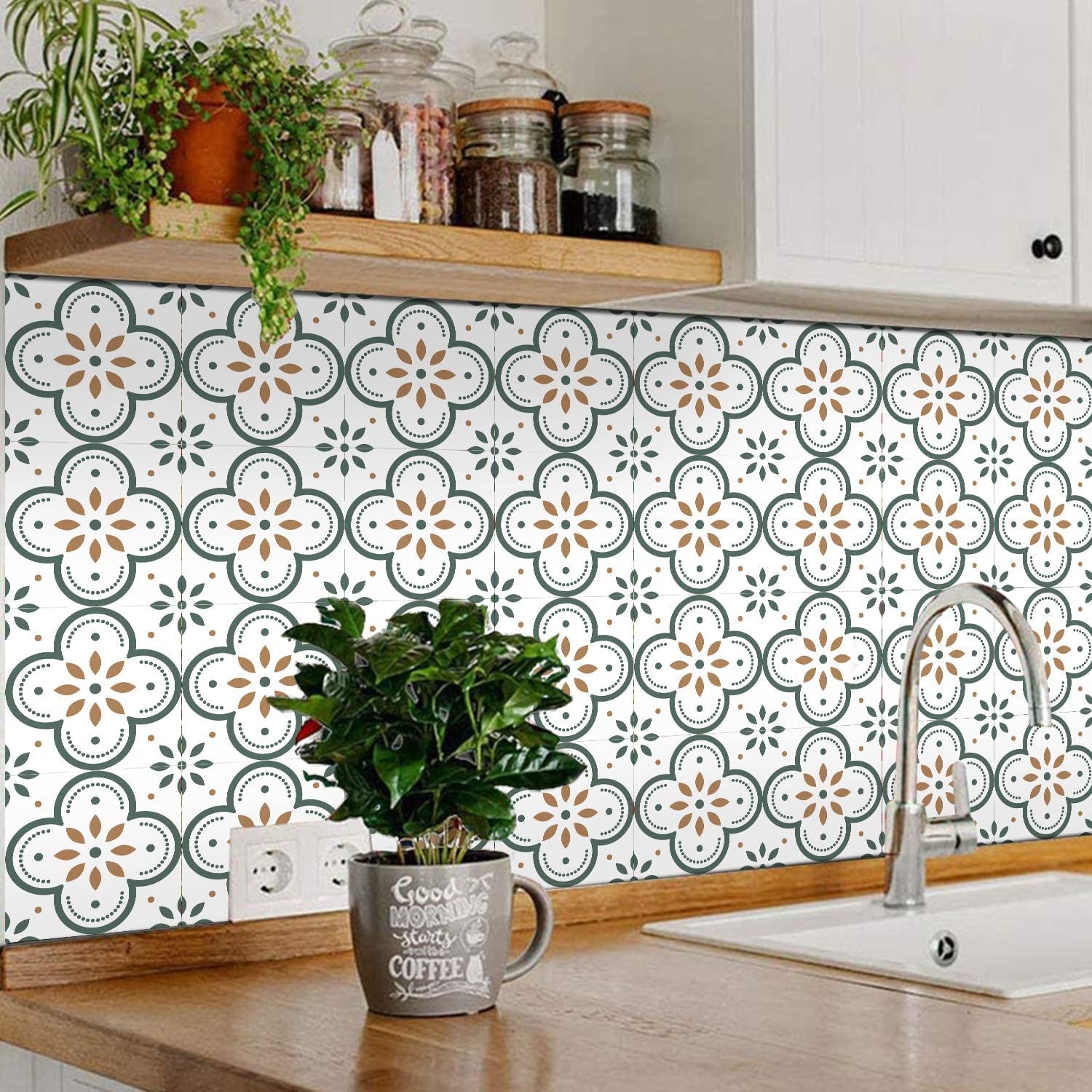 Peel and Stick Floor Tiles Kitchen / Bathroom Backsplash Sticker Detachable Waterproof DIY Tile Stickers for Wall Decoration Tiles Home Decoration (8x8 Inch / 10 Pcs Set) - infinityexculsivestore.com