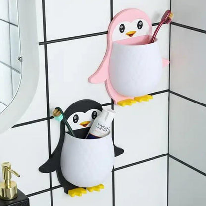 Penguin Storage Box, Adhesive Remote Case, Electric Toothbrushes Holder, Universal Controller Holder, Wall Nightstand, Office Plastic Wall Mount - infinityexculsivestore.com