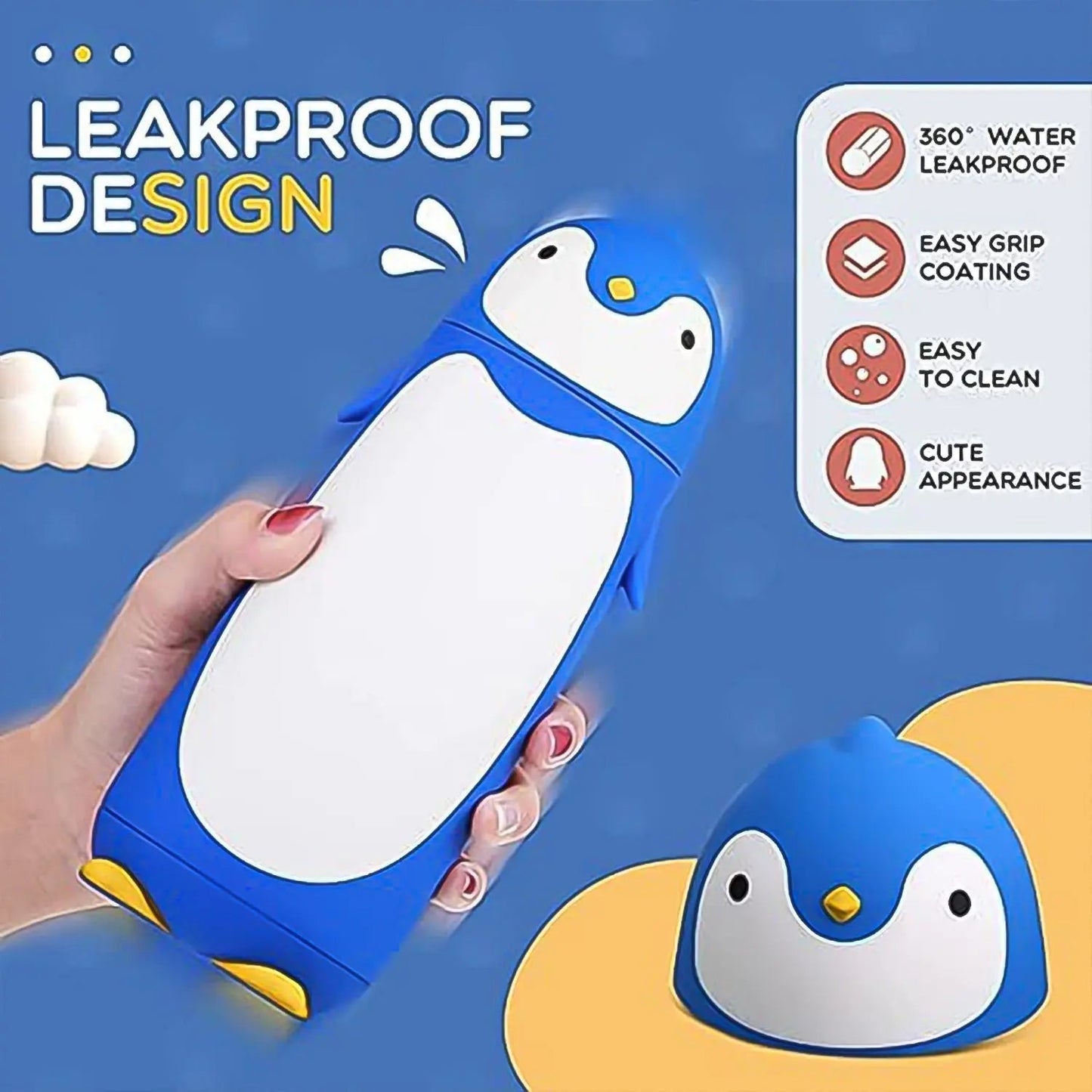 Penguin Water Bottle Penguin Cartoon Water Bottle Funny Travel Mug Insulated, Inner glass Vacuum Water Bottle - infinityexculsivestore.com