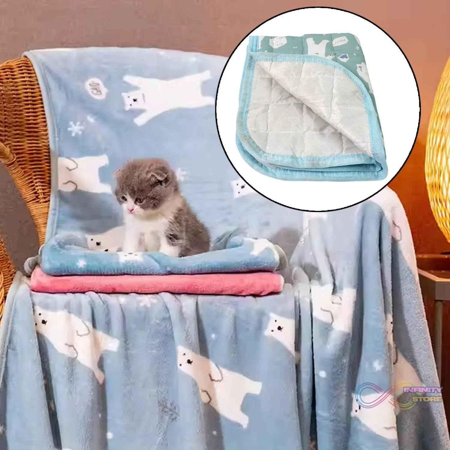 Pet Soft Cat Dog Blanket / Towel, Warm Sleep Mat (50×40 Cm / 1 Pc / Mix Color & Design) - infinityexculsivestore.com