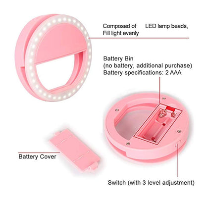 Phone Selfie Light Selfie Ring Light Selfie Light for Smartphone Selfie Light for Phone Battery Operated Selfie Ring Light (Battery Not Included) - infinityexculsivestore.com