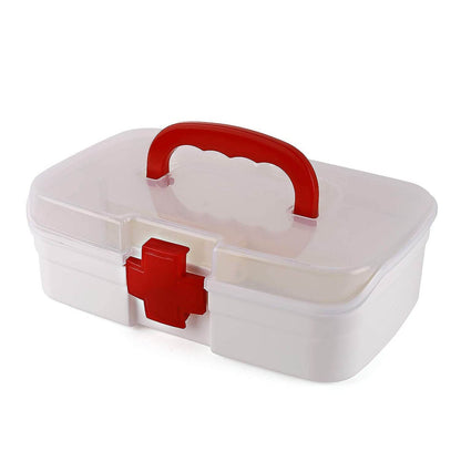 3 Compartment Medical Box, 1 Piece, Indoor Outdoor Medical Utility, Medicine Storage Box, Detachable Tray Medical Box Multi Purpose Regular Medicine, First Aid Box with Handle, Transparent Lid & Color Box  - infinityexculsivestore.com
