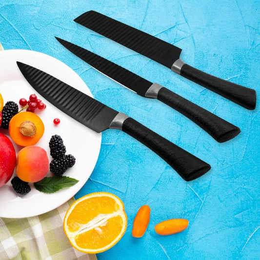 6 Pieces Professional Kitchen Knife Set, Meat Knife, Chef's Knife with Non-Slip Handle for Home, Kitchen and Restaurant with Chef Peeler and Scissor (Stainless Steel / 6 Pcs Set) - infinityexculsivestore.com