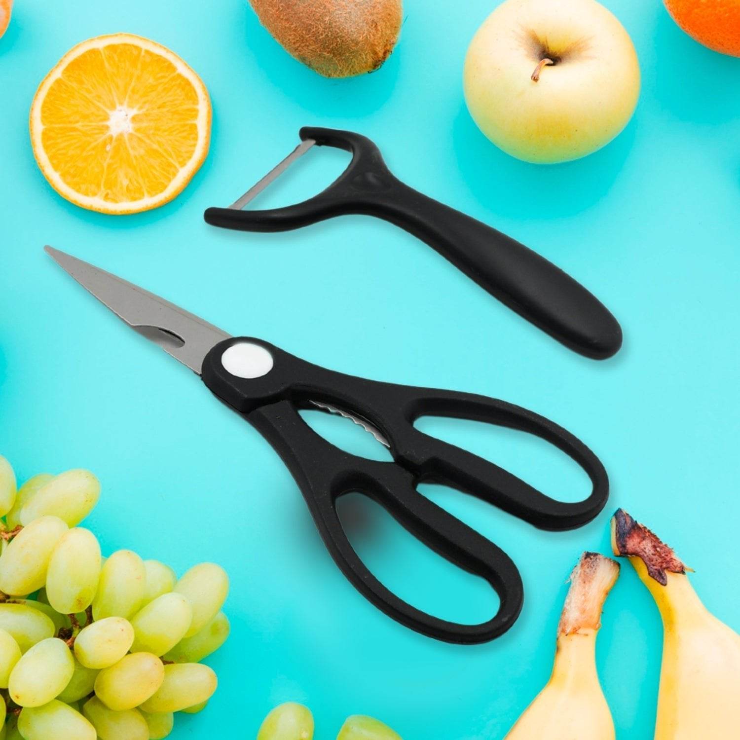 6 Pieces Professional Kitchen Knife Set, Meat Knife, Chef's Knife with Non-Slip Handle for Home, Kitchen and Restaurant with Chef Peeler and Scissor (Stainless Steel / 6 Pcs Set) - infinityexculsivestore.com