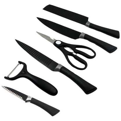 6 Pieces Professional Kitchen Knife Set, Meat Knife, Chef's Knife with Non-Slip Handle for Home, Kitchen and Restaurant with Chef Peeler and Scissor (Stainless Steel / 6 Pcs Set) - infinityexculsivestore.com