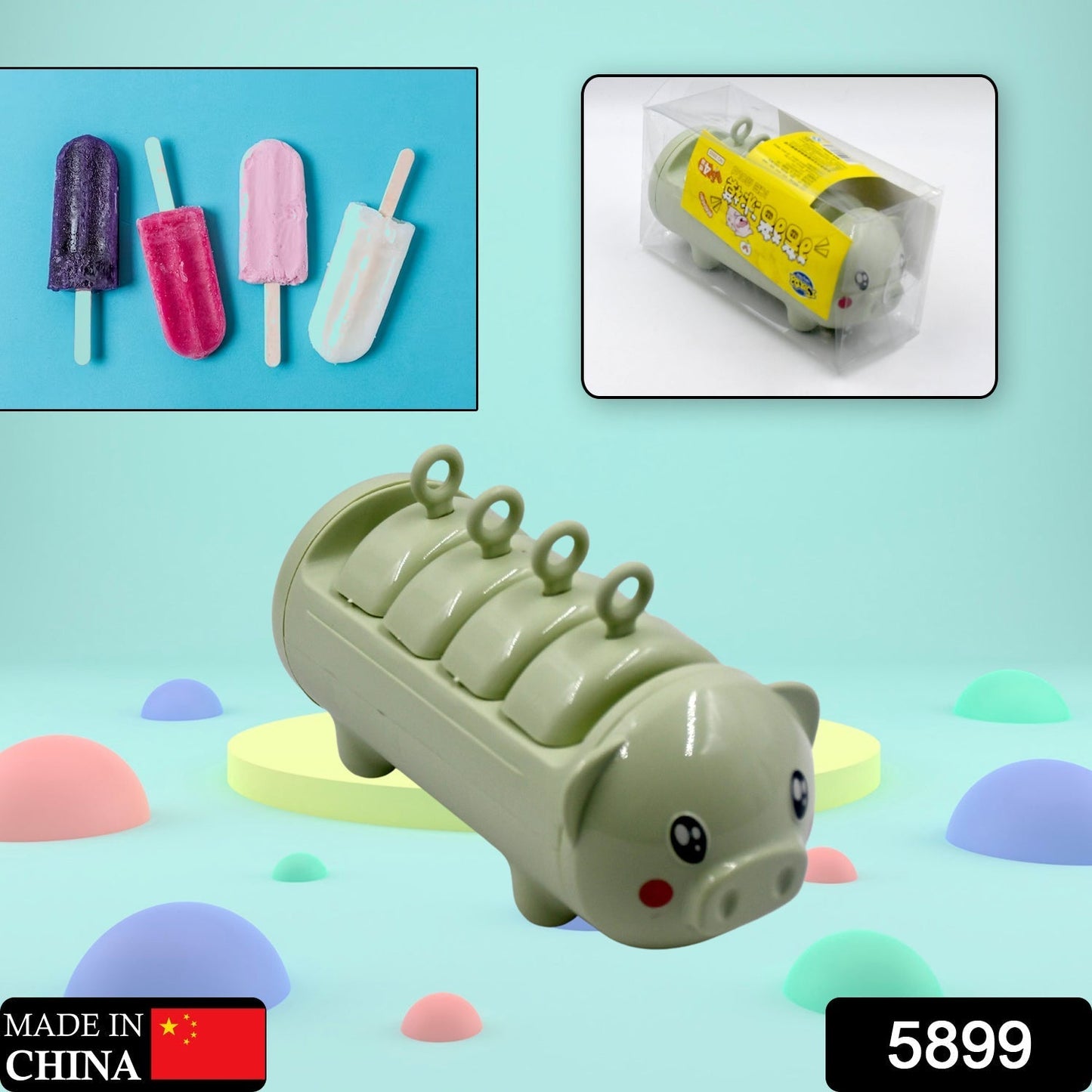 Pig Shape Mold Ice Candy, Popsicle Mold Ice, Plastic Ice Candy Maker Kulfi Maker Molds Set with 4 Cups - infinityexculsivestore.com