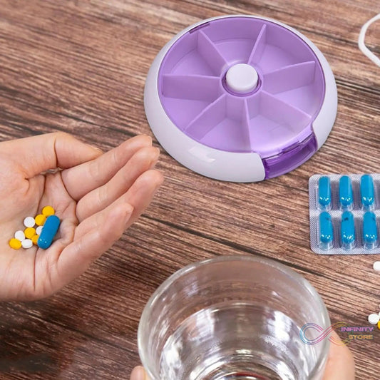 Pill Box Medicine Dispenser 7 - Day Week Weekly Whee Cute Portable fruit style 7 grid seal rotation Pill Organizer Medicine Box (1 Pc) - infinityexculsivestore.com