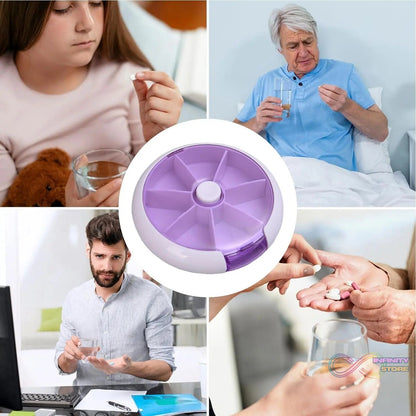 Pill Box Medicine Dispenser 7 - Day Week Weekly Whee Cute Portable fruit style 7 grid seal rotation Pill Organizer Medicine Box (1 Pc) - infinityexculsivestore.com