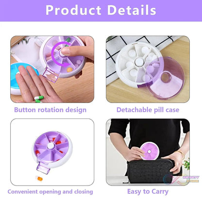 Pill Box Medicine Dispenser 7 - Day Week Weekly Whee Cute Portable fruit style 7 grid seal rotation Pill Organizer Medicine Box (1 Pc) - infinityexculsivestore.com