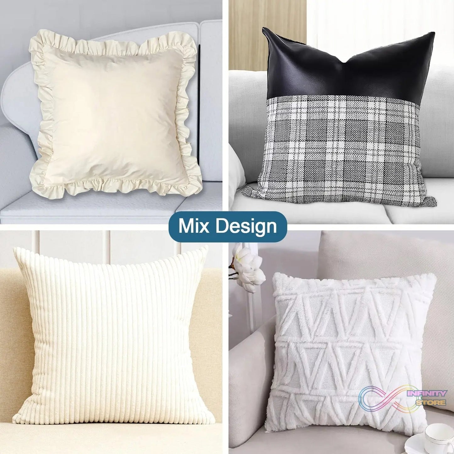 Pillow Covers, Couch Pillows Cover, Soft Decorative Cover (Mix Color & Design / 2 Pc) - infinityexculsivestore.com