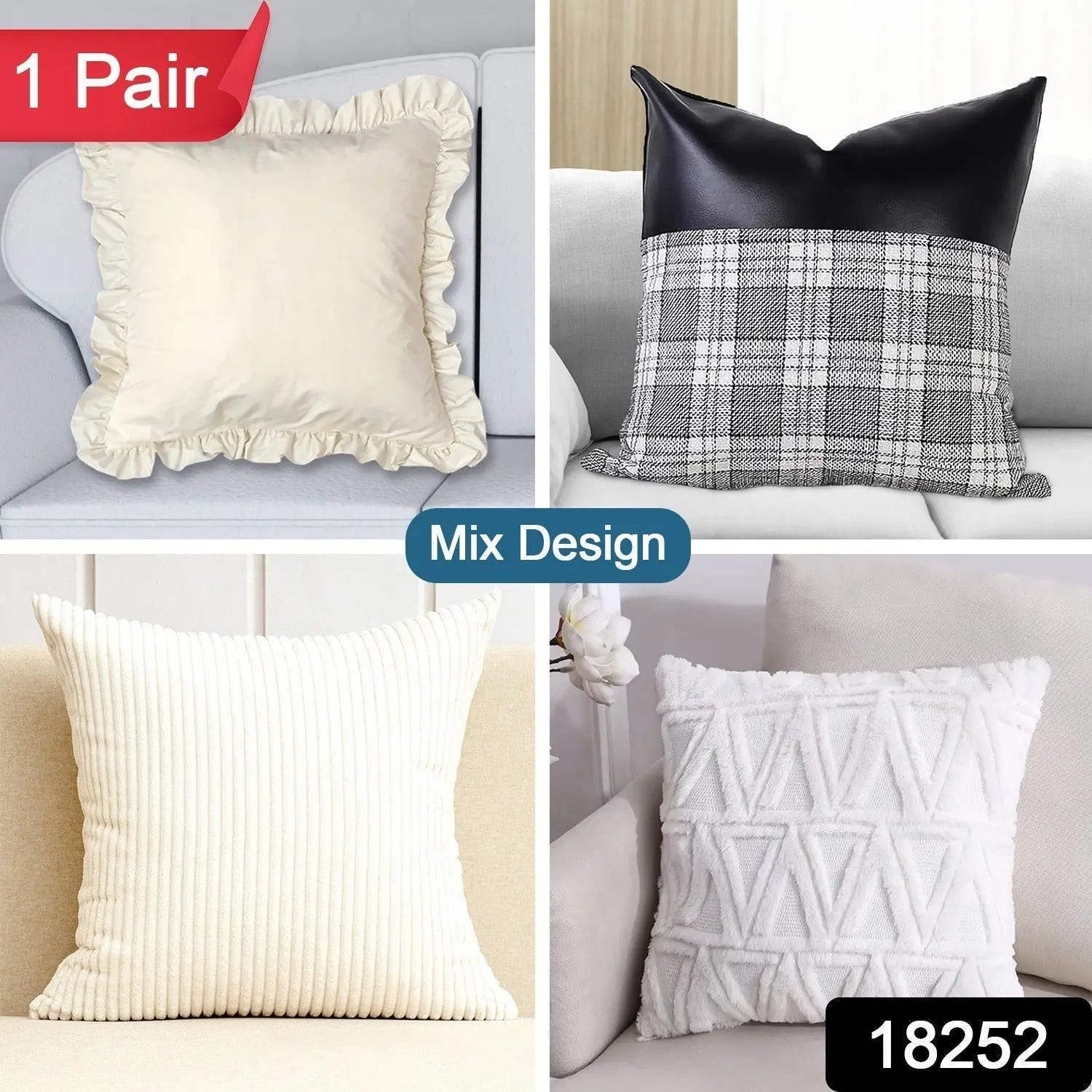 Pillow Covers, Couch Pillows Cover, Soft Decorative Cover (Mix Color & Design / 2 Pc) - infinityexculsivestore.com