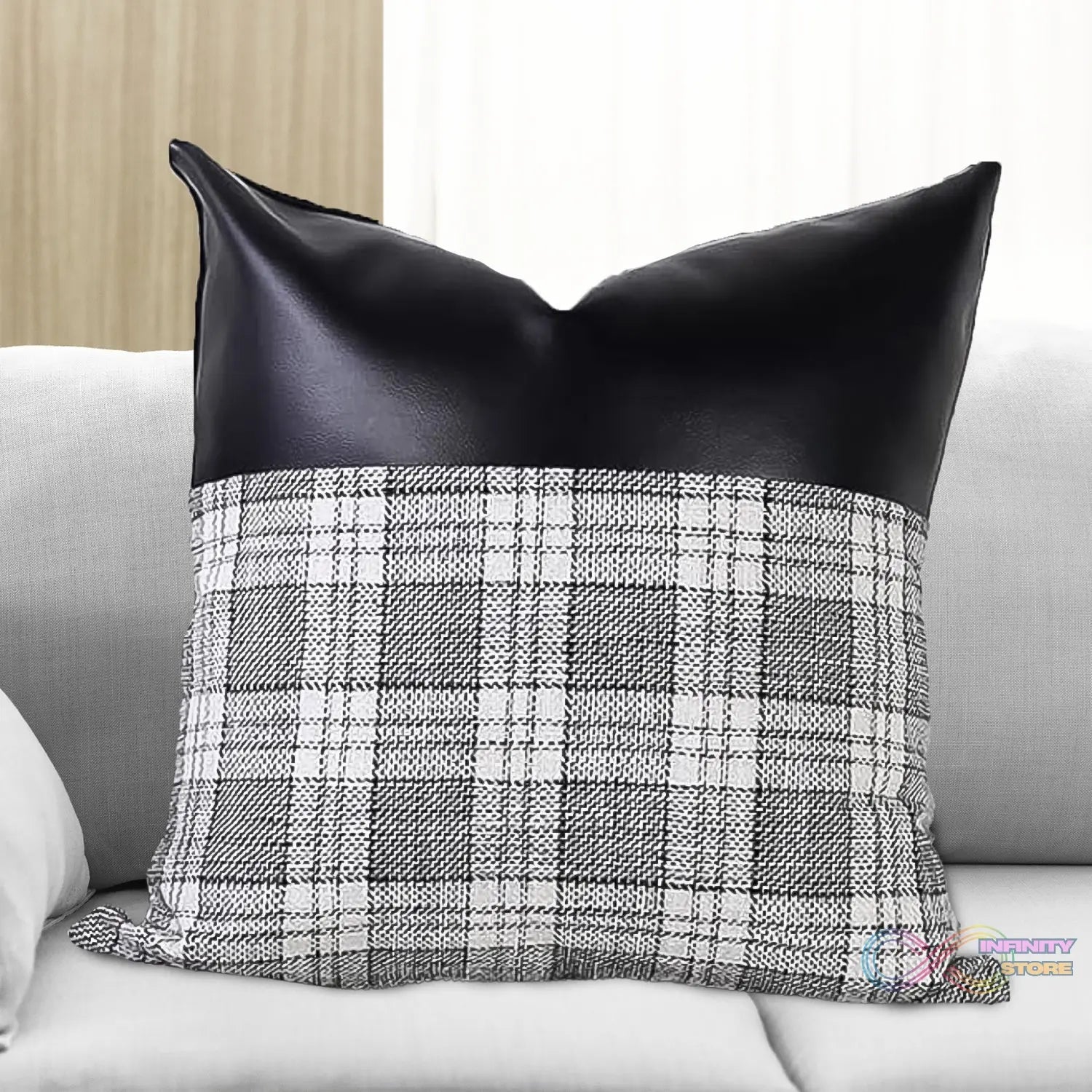 Pillow Covers Cushion Cases Soft Leather and Cotton (23 × 22 Inch / 1 Pair / 2 Pc) - infinityexculsivestore.com