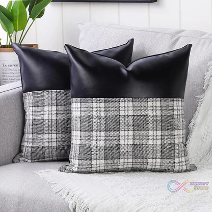 Pillow Covers Cushion Cases Soft Leather and Cotton (23 × 22 Inch / 1 Pair / 2 Pc) - infinityexculsivestore.com
