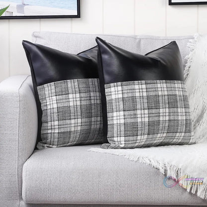 Pillow Covers Cushion Cases Soft Leather and Cotton (23 × 22 Inch / 1 Pair / 2 Pc) - infinityexculsivestore.com