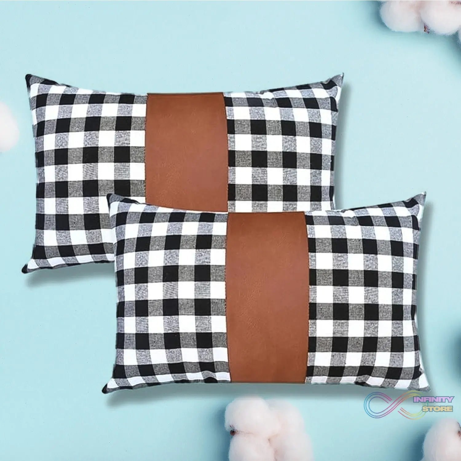 Pillow Covers, Leather & Cotton Cushion Covers (19 × 12 Inch / 1 Pair / 2 Pc) - infinityexculsivestore.com
