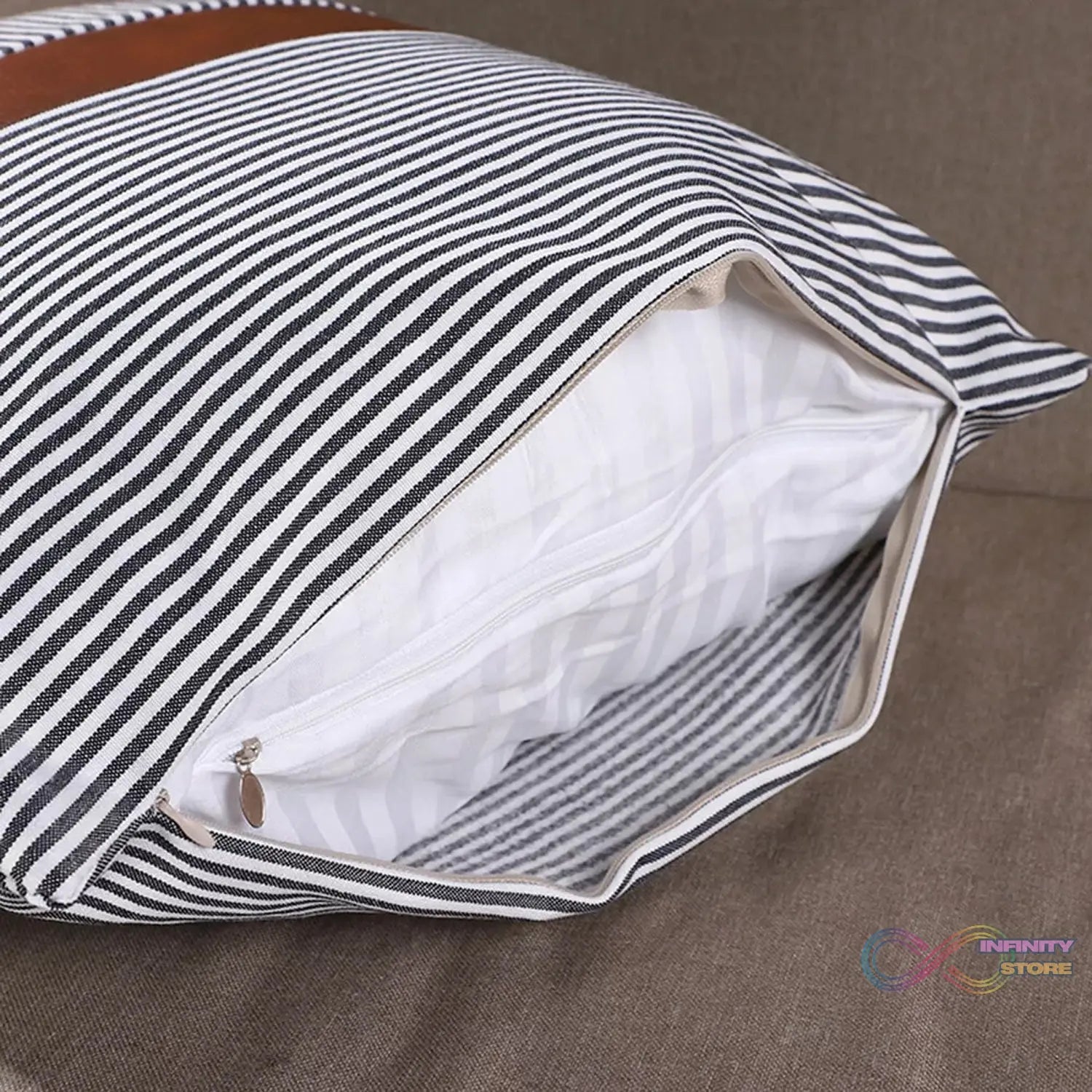 Pillow Covers, leather & cotton Cushion Covers (16 × 16 Inch / 1 Pair / 2 Pc) - infinityexculsivestore.com