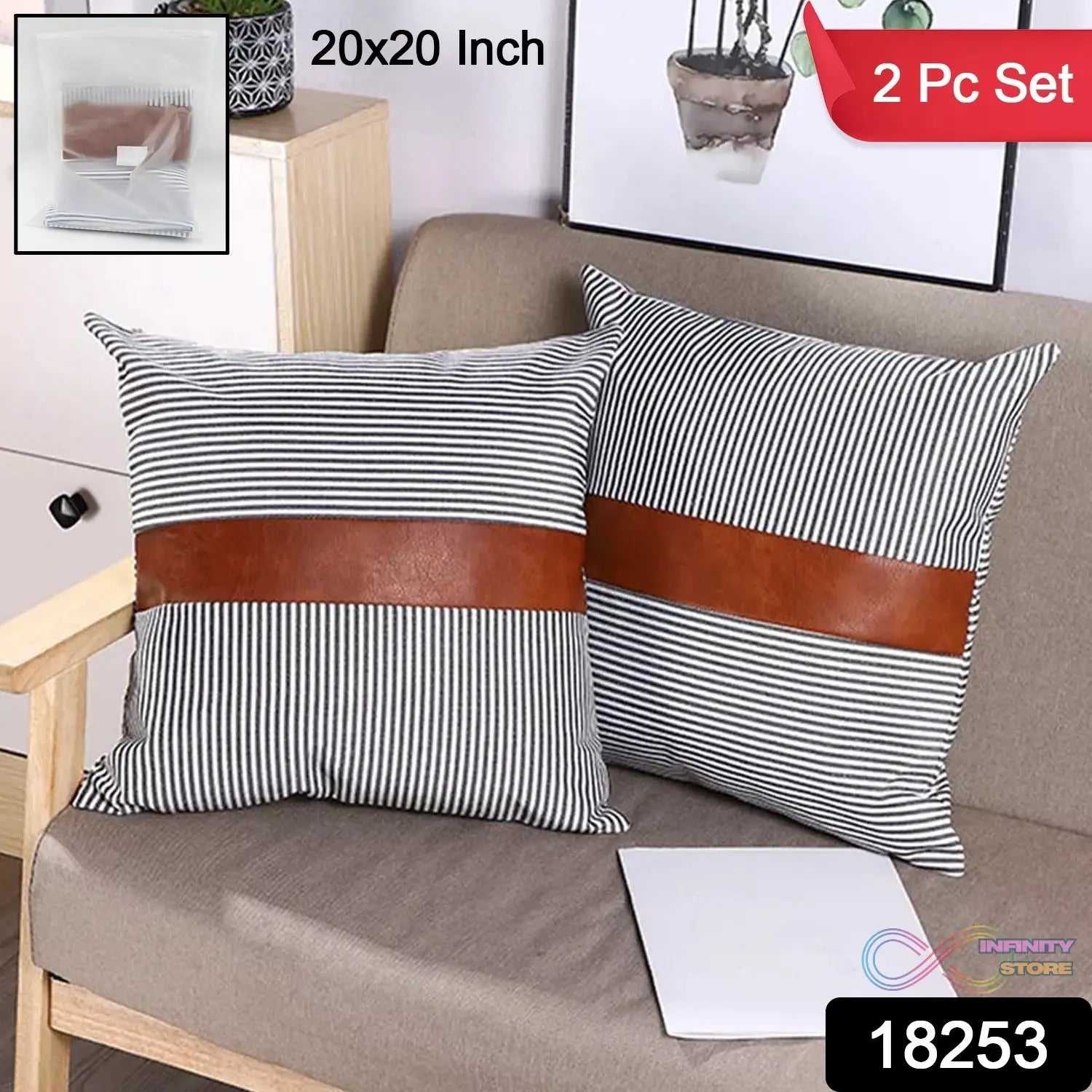 Pillow Covers, leather & cotton Cushion Covers (20 × 20 Inch / 1 Pair / 2 Pc) - infinityexculsivestore.com