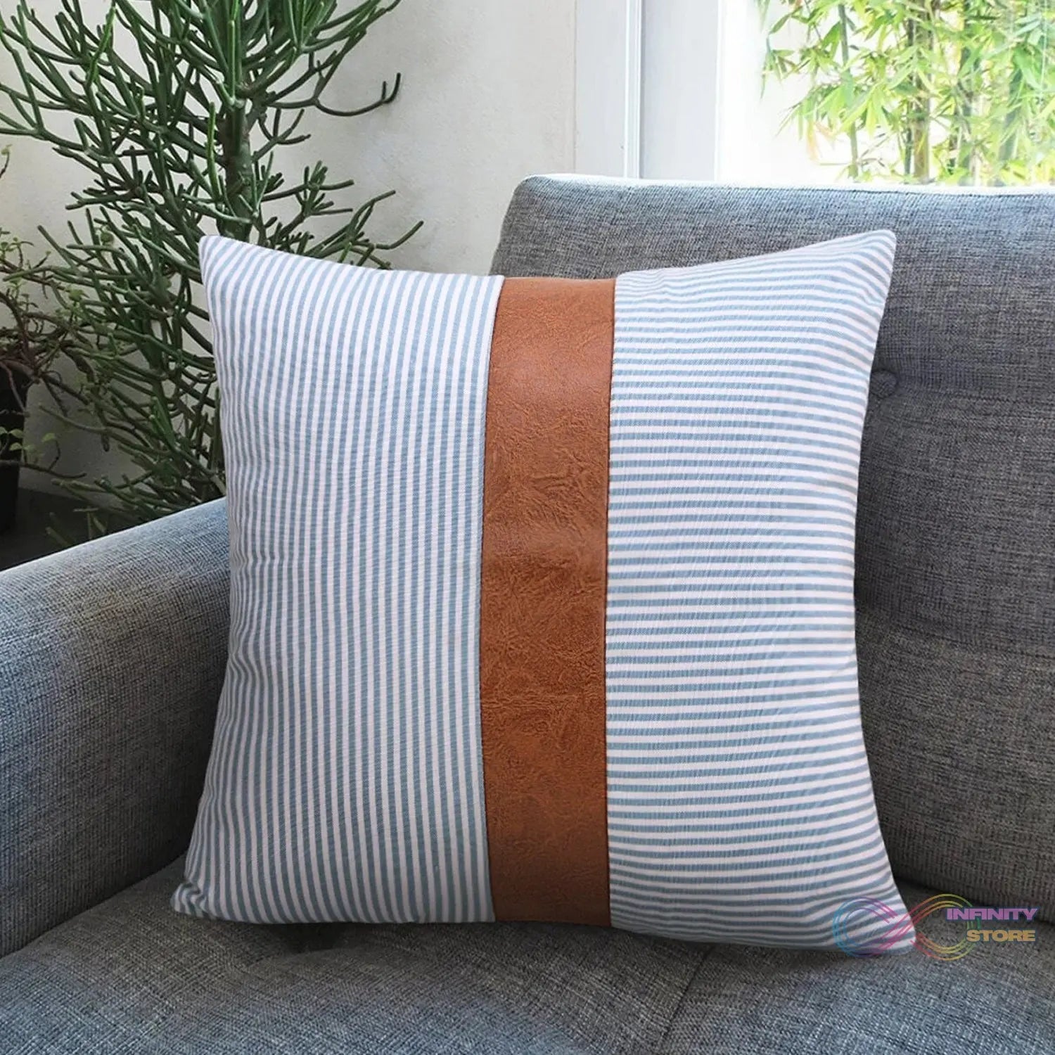 Pillow Covers, leather & cotton Cushion Covers (20 × 20 Inch / 1 Pair / 2 Pc) - infinityexculsivestore.com
