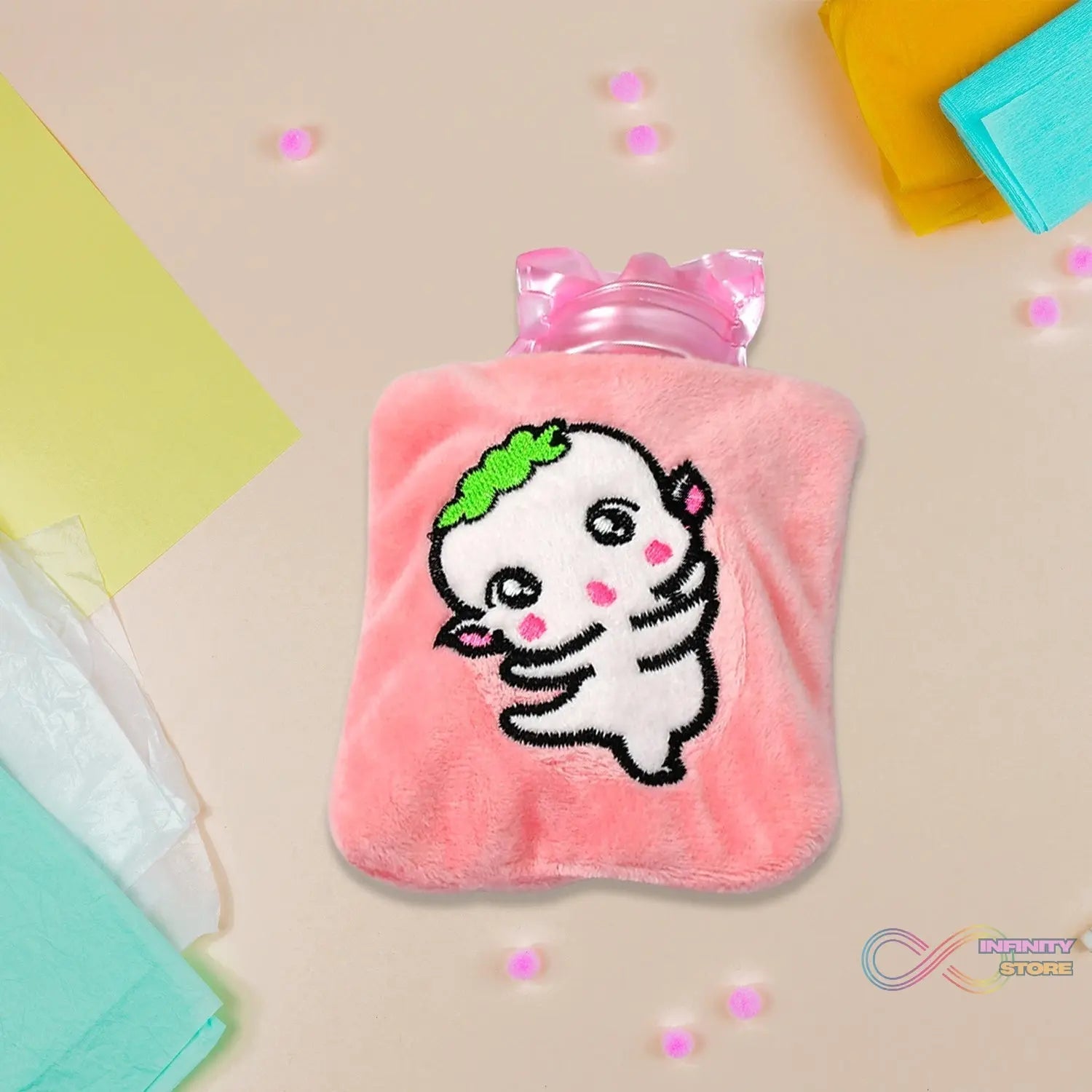 Pink Cartoon Small Hot Water Bag with Cover for Pain Relief - infinityexculsivestore.com