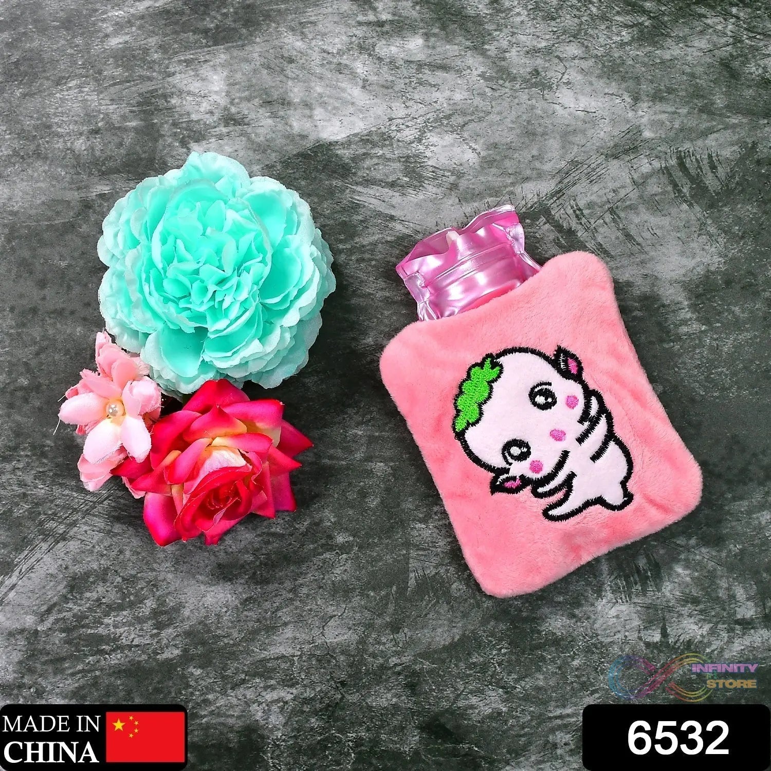 Pink Cartoon Small Hot Water Bag with Cover for Pain Relief - infinityexculsivestore.com