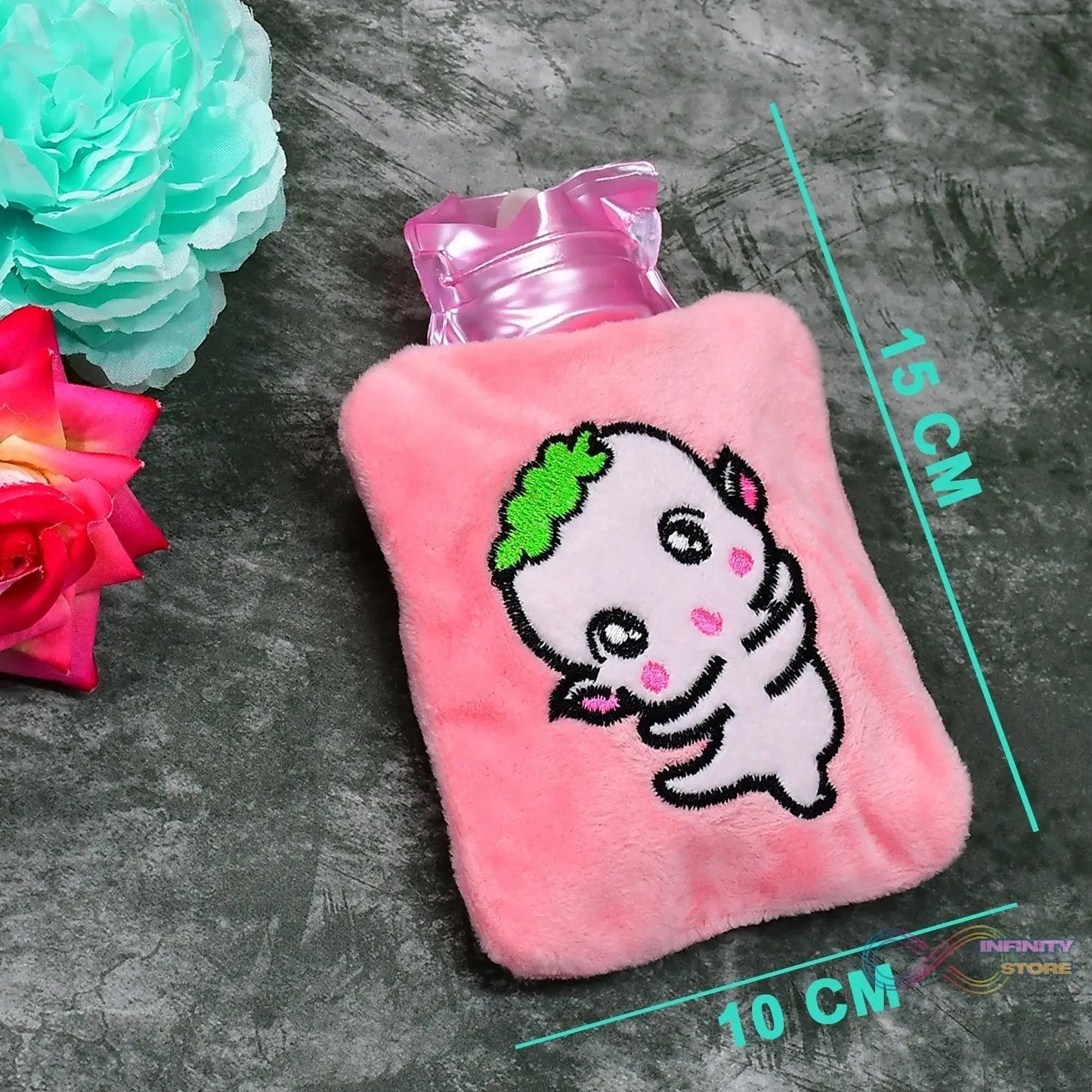Pink Cartoon Small Hot Water Bag with Cover for Pain Relief - infinityexculsivestore.com
