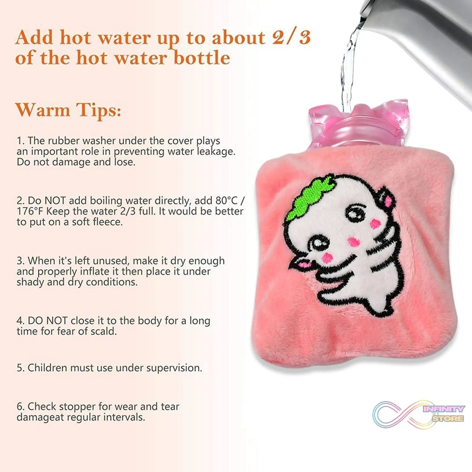 Pink Cartoon Small Hot Water Bag with Cover for Pain Relief - infinityexculsivestore.com