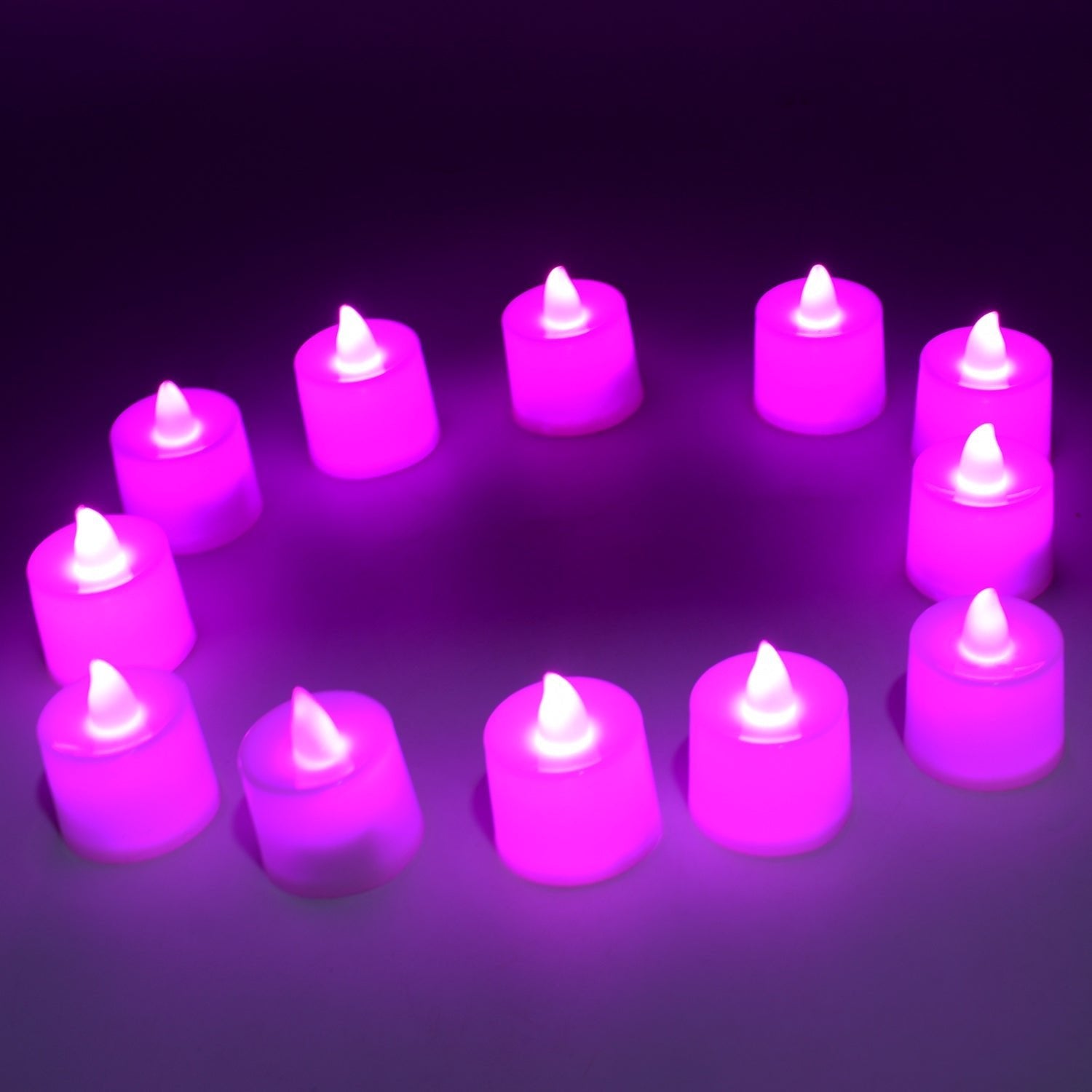 Pink Flameless LED Tealights, Smokeless Plastic Decorative Candles - Led Tea Light Candle For Home Decoration (Pack Of 12pc) ( Diya , Divo , Diva , Deepak , Jyoti) - infinityexculsivestore.com