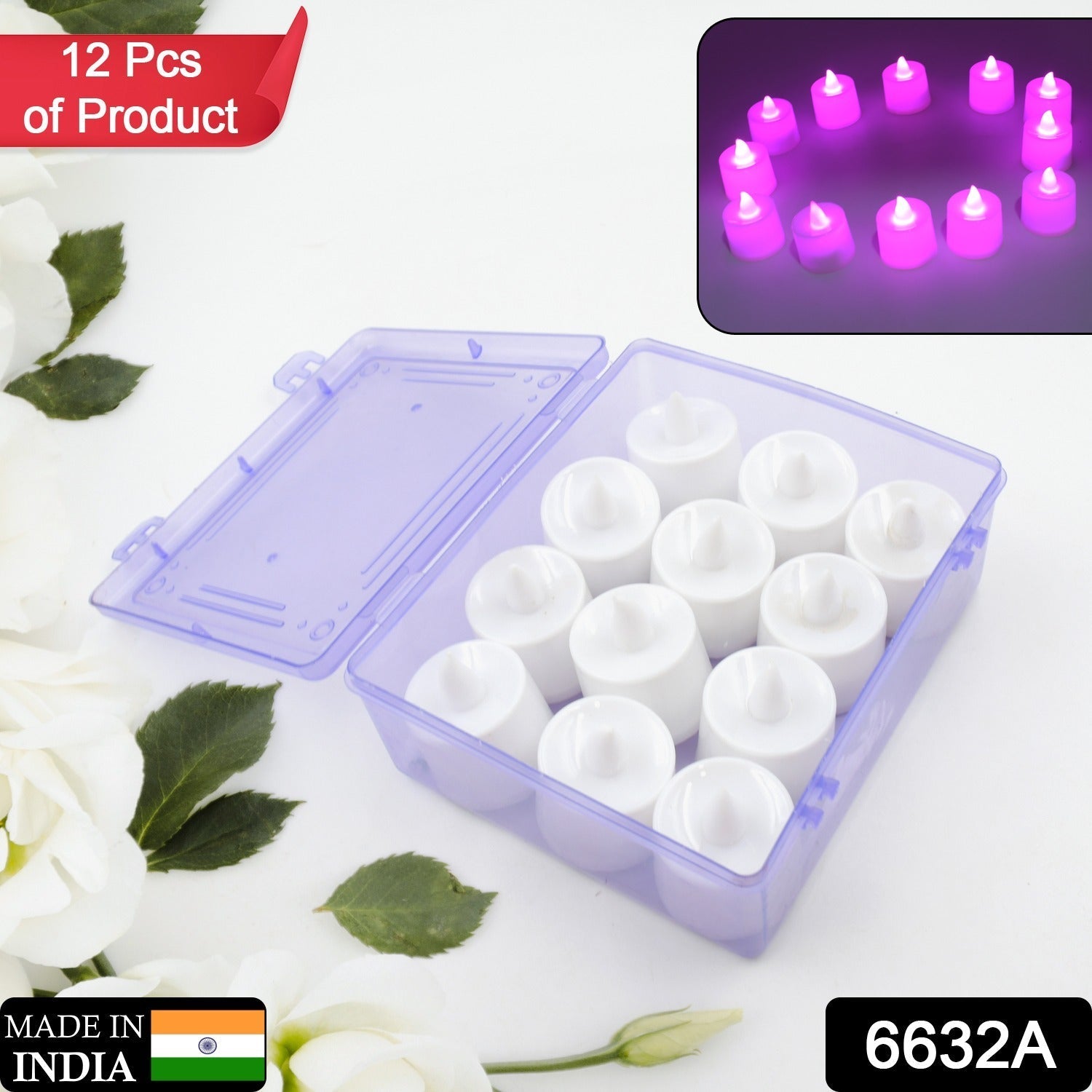 Pink Flameless LED Tealights, Smokeless Plastic Decorative Candles - Led Tea Light Candle For Home Decoration (Pack Of 12pc) ( Diya , Divo , Diva , Deepak , Jyoti) - infinityexculsivestore.com