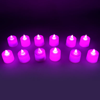 Pink Flameless LED Tealights, Smokeless Plastic Decorative Candles - Led Tea Light Candle For Home Decoration (Pack Of 12pc) ( Diya , Divo , Diva , Deepak , Jyoti) - infinityexculsivestore.com