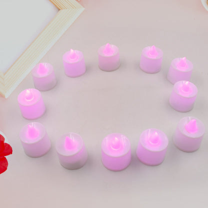 Pink Flameless LED Tealights, Smokeless Plastic Decorative Candles - Led Tea Light Candle For Home Decoration (Pack Of 12pc) ( Diya , Divo , Diva , Deepak , Jyoti) - infinityexculsivestore.com