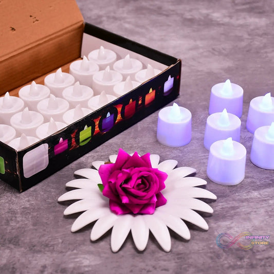 Pink Flameless LED Tealights, Smokeless Plastic Decorative Candles - Led Tea Light Candle For Home Decoration (Pack Of 24) - infinityexculsivestore.com