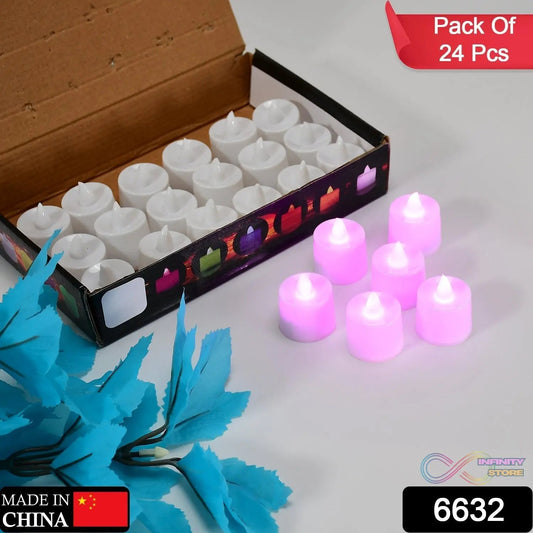 Pink Flameless LED Tealights, Smokeless Plastic Decorative Candles - Led Tea Light Candle For Home Decoration (Pack Of 24) - infinityexculsivestore.com