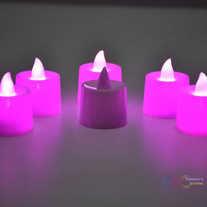 Pink Flameless LED Tealights, Smokeless Plastic Decorative Candles - Led Tea Light Candle For Home Decoration (Pack Of 24) - infinityexculsivestore.com