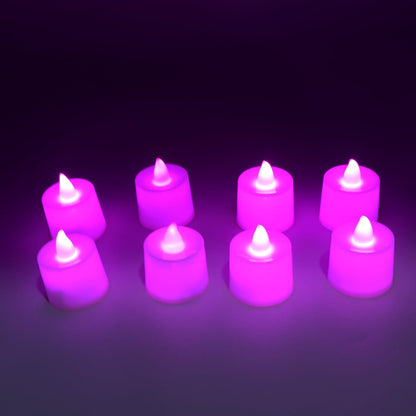 Pink Flameless LED Tealights, Smokeless Plastic Decorative Candles - Led Tea Light Candle For Home Decoration (Pack Of 8pc) ( Diya , Divo , Diva , Deepak , Jyoti) - infinityexculsivestore.com