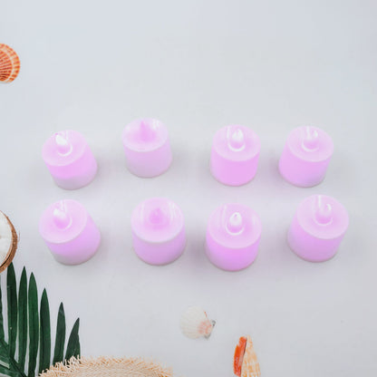 Pink Flameless LED Tealights, Smokeless Plastic Decorative Candles - Led Tea Light Candle For Home Decoration (Pack Of 8pc) ( Diya , Divo , Diva , Deepak , Jyoti) - infinityexculsivestore.com
