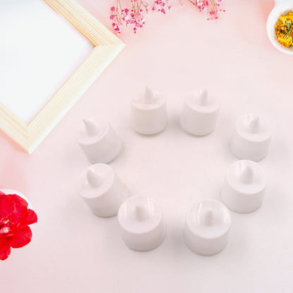 Pink Flameless LED Tealights, Smokeless Plastic Decorative Candles - Led Tea Light Candle For Home Decoration (Pack Of 8pc) ( Diya , Divo , Diva , Deepak , Jyoti) - infinityexculsivestore.com