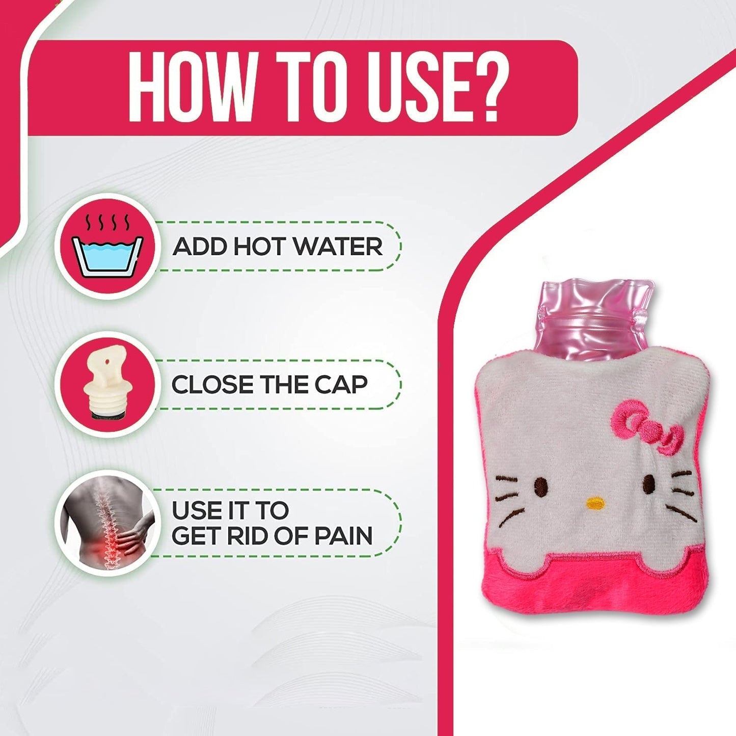 Pink Hello Kitty Small Hot Water Bag with Cover for Pain Relief - infinityexculsivestore.com