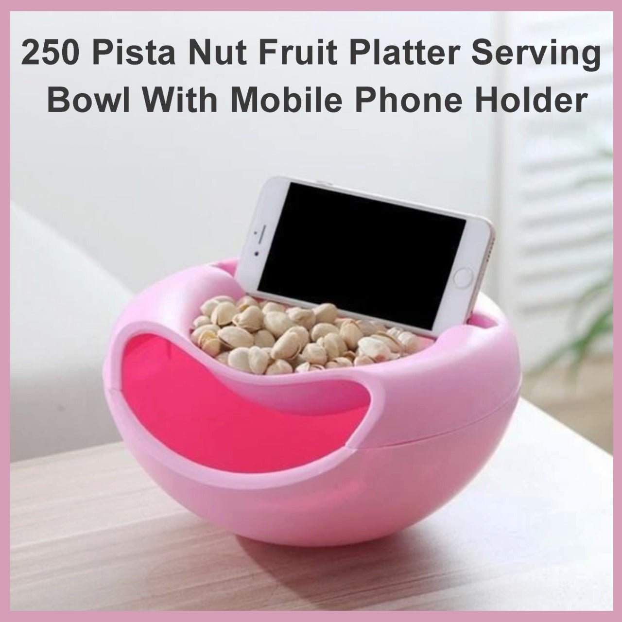 Pista Nut Fruit Platter Serving Bowl With Mobile Phone Holder by HomeFast - infinityexculsivestore.com