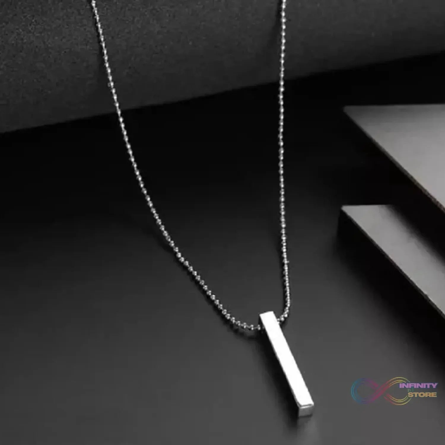 Plain Stick Shape Locket With Chain Stainless Steel Necklace (1 Pc) - infinityexculsivestore.com