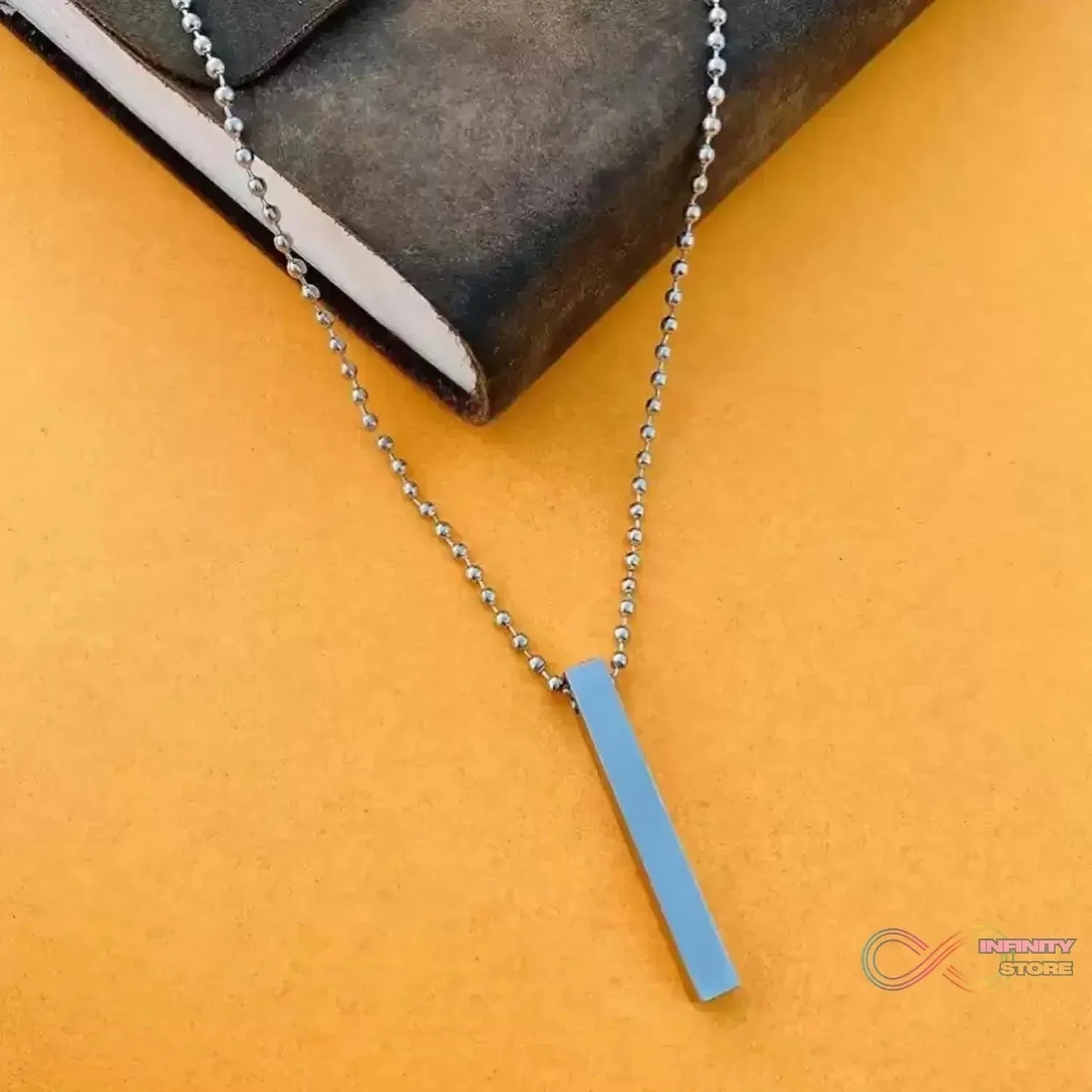 Plain Stick Shape Locket With Chain Stainless Steel Necklace (1 Pc) - infinityexculsivestore.com