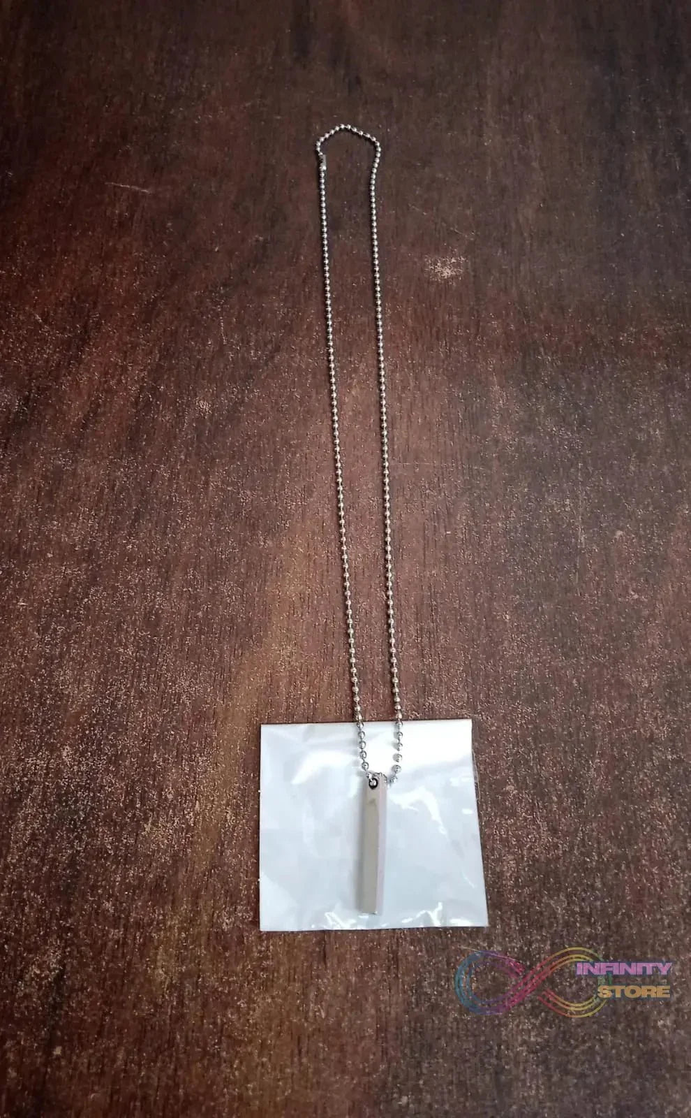 Plain Stick Shape Locket With Chain Stainless Steel Necklace (1 Pc) - infinityexculsivestore.com