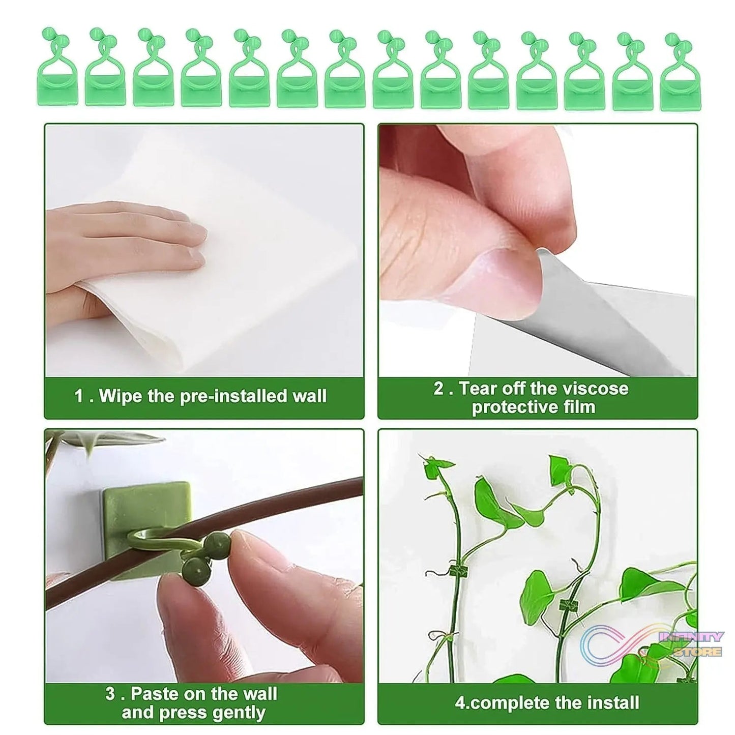 Plant Climbing Wall Fixture Clip Self - Adhesive Hook (100 Pcs Set) - infinityexculsivestore.com
