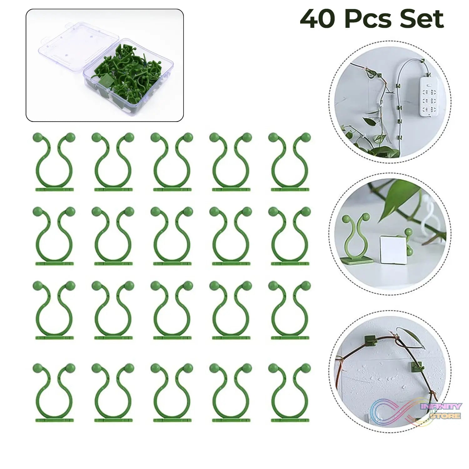 Plant Climbing Wall Fixture Clip Self - Adhesive Hook (40 Pcs Set / With plastic box) - infinityexculsivestore.com
