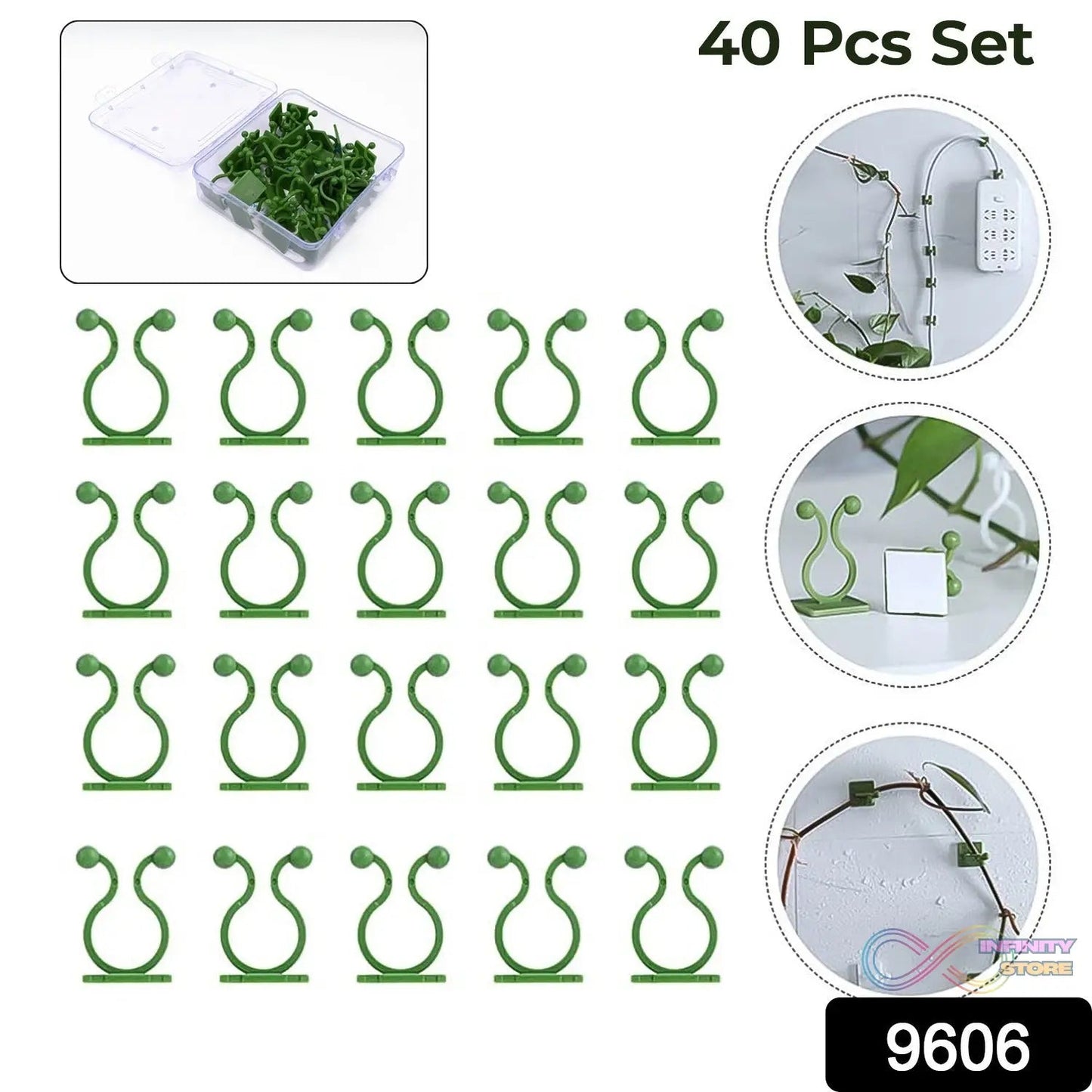 Plant Climbing Wall Fixture Clip Self - Adhesive Hook (40 Pcs Set / With plastic box) - infinityexculsivestore.com