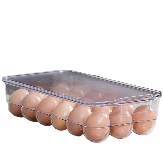Plastic 18 Cavity Egg Storage Box Or Egg Trays For Refrigerator With Lid & Handles High Quality, Rectangular Egg Tray Box For 18 Egg (1 Pc) - infinityexculsivestore.com