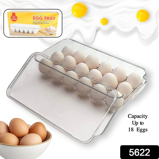 Plastic 18 Cavity Egg Storage Box Or Egg Trays For Refrigerator With Lid & Handles High Quality, Rectangular Egg Tray Box For 18 Egg (1 Pc) - infinityexculsivestore.com