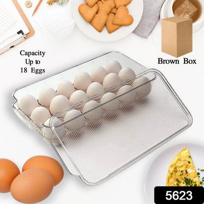 Plastic 18 Cavity Egg Storage Box Or Egg Trays For Refrigerator With Lid & Handles High Quality, Rectangular Egg Tray Box For 18 Egg (1 Pc) - infinityexculsivestore.com