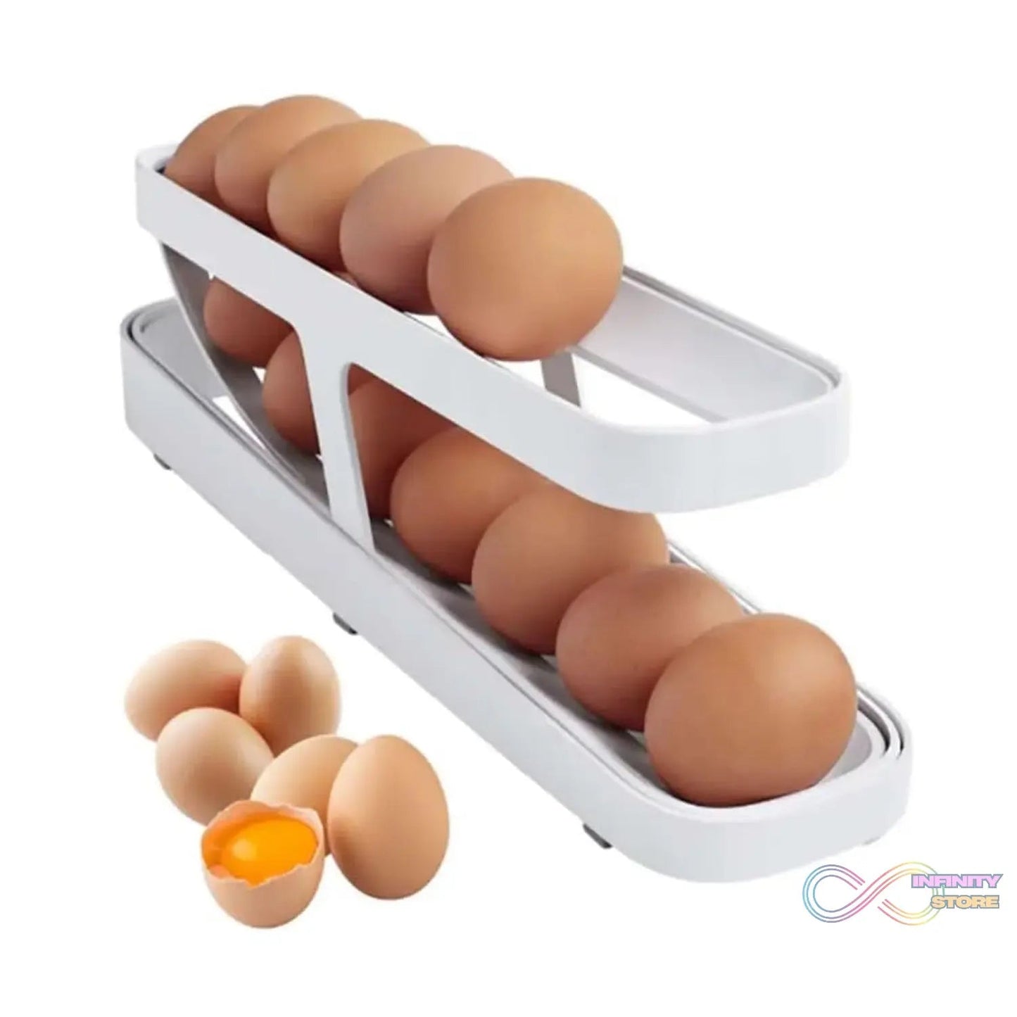 Plastic 2 - Tier Rolling Egg Dispenser For 12 - 14 Eggs (1 Pc) - infinityexculsivestore.com